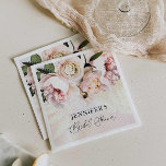 Servilleta De Papel Elegante Papel Napkin De Papel De Ducha De Madera<br><div class="desc">Cuadros De Papel De Ducha De Novias De Floral Rosa. Diseñado en un elegante y suave Rubor Pink and White Peony y Rosas. Artículos coincidentes en nuestra tienda Diseños de Fiestas de cava.</div>