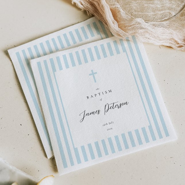 Servilleta de papel elegante para bautizo con raya (Subido por el creador)