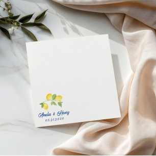 Servilleta De Papel Elegante pareja de ducha de novia de limón acuarel