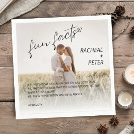 Servilleta De Papel Elegante Pareja Foto Moderno Fun Facts Boda
