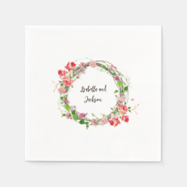 Servilleta De Papel elegante pareja personalizada/nombre único floral