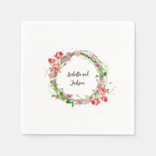 Servilleta De Papel elegante pareja personalizada/nombre único floral