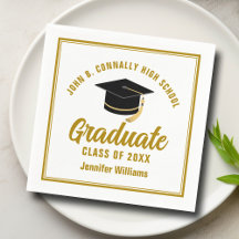 Elegante Partido de Graduación de Oro Personalizad