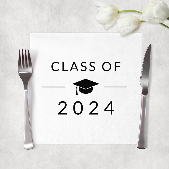 Servilleta De Papel Elegante Partido de Graduación Simple de Clase Bla (Elegant Simple White Class 2025 Graduation Party Napkins
)