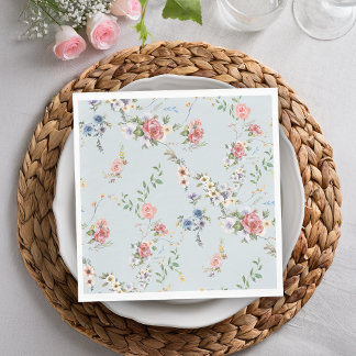 Servilleta De Papel Elegante Pastel Boho Watercolor Floral