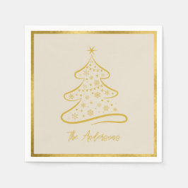 Servilleta De Papel Elegante Pastel Bone Beige Oro Árbol de Navidad