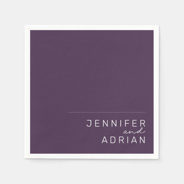 Servilleta De Papel Elegante Pastel Minimal Púrpura Boda Moderno Napki (Anverso)