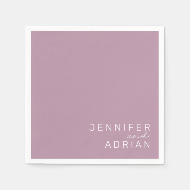 Servilleta De Papel Elegante Pastel Minimal Púrpura Boda Moderno Napki (Anverso)
