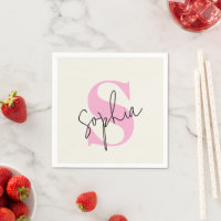 Elegante Pastel Monograma Napkins de papel persona