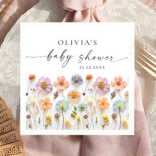 Servilleta De Papel Elegante Pastel Pink Boho Wildflower Baby Shower
