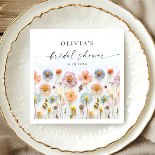 Servilleta De Papel Elegante Pastel Pink Boho Wildflower Ducha de novi