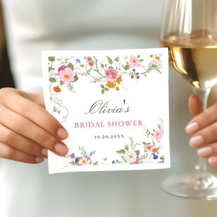 Servilleta De Papel Elegante Pastel Pink Boho Wildflower Ducha de novi