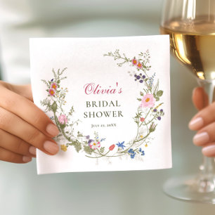 Servilleta De Papel Elegante Pastel Pink Boho Wildflower Ducha de novi