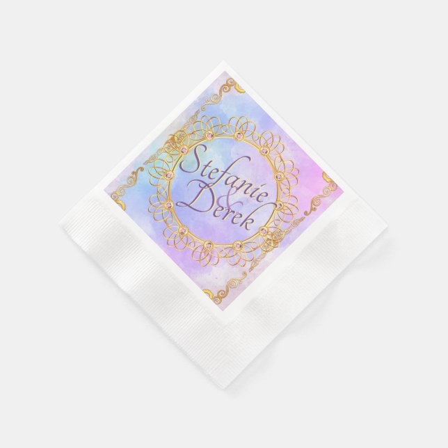 Servilleta De Papel Elegante Pastel suave y oro (Borde)