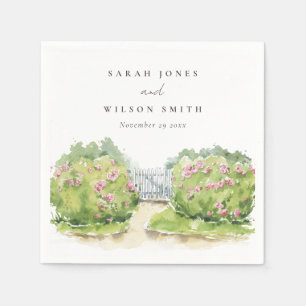 Servilleta De Papel Elegante Pastel Watercolor Cottage Boda Jardín
