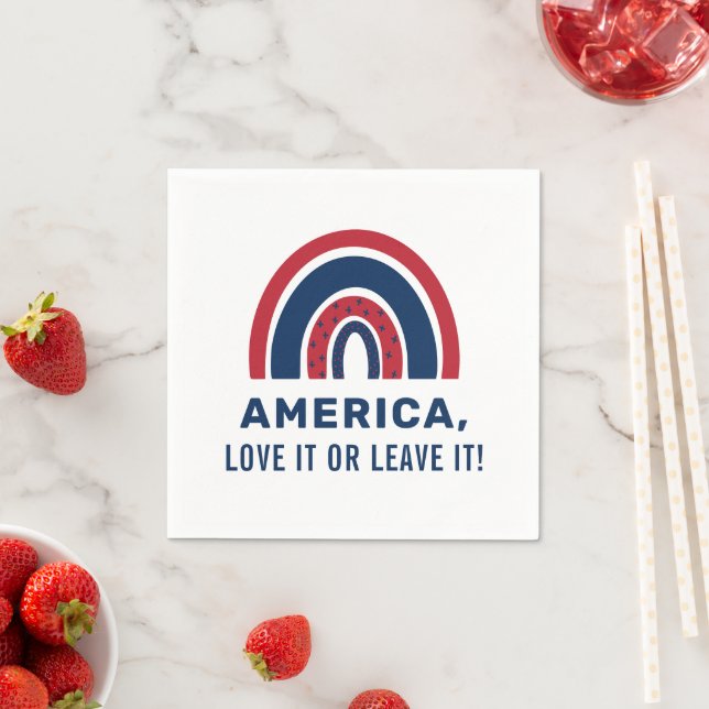 Servilleta De Papel Elegante Patriótico Estadounidense Arcoiris 4 De J (In situ)
