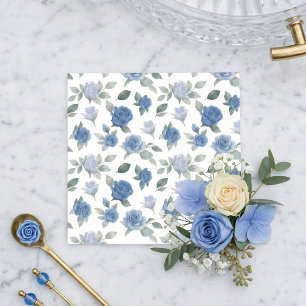 Servilleta De Papel Elegante patrón de acuarela de rosa azul francés