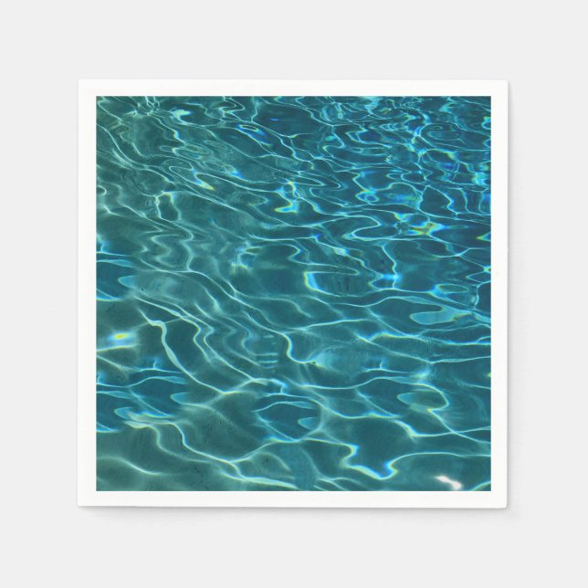 Servilleta De Papel Elegante patrón de agua azul verde azulada olas de (Anverso)