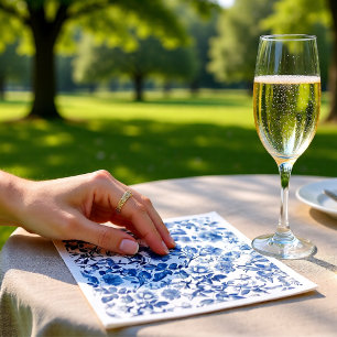 Servilleta De Papel Elegante patrón de boda floral Toile azul polvorie
