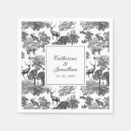 Servilleta De Papel Elegante patrón de ciervo de tela blanca vintage