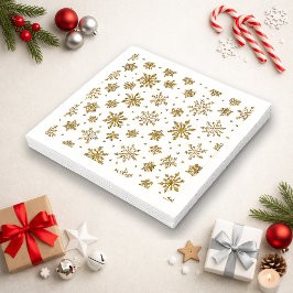 Servilleta De Papel Elegante patrón de copo de nieve dorado