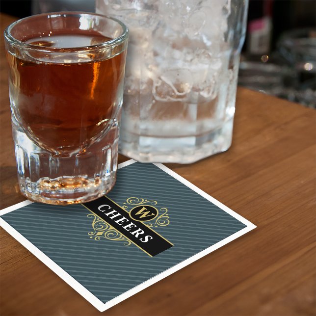 Servilleta De Papel Elegante patrón de franjas negras grises (Subido por el creador)