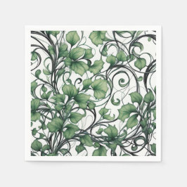 Servilleta De Papel Elegante patrón de hoja verde y de vino