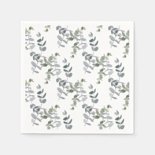 Servilleta De Papel Elegante patrón de hojas de eucalipto verde salvia