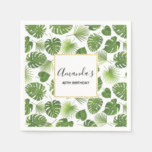 Servilleta De Papel Elegante patrón de hojas tropicales verdes