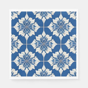 Servilleta De Papel Elegante patrón floral azul y blanco