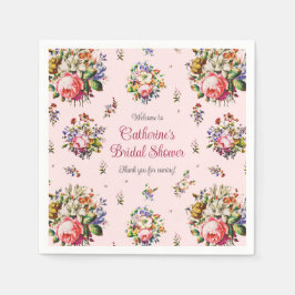 Servilleta De Papel Elegante patrón floral de rosas rosadas vintage