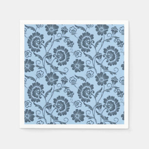 Servilleta De Papel Elegante patrón floral en fondo azul claro
