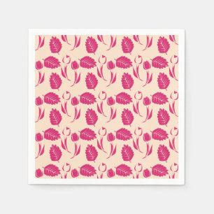 Servilleta De Papel Elegante patrón floral rosado en beige