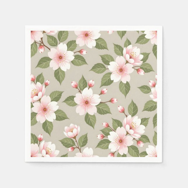 Servilleta De Papel Elegante patrón sin fisuras de flores de cerezo (Anverso)