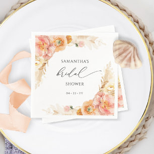 Servilleta De Papel Elegante Peach y Cream Floral Bridal Shower