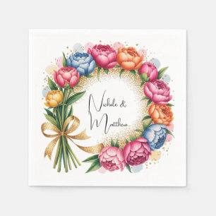 Servilleta De Papel Elegante Peony Bouquet Boda