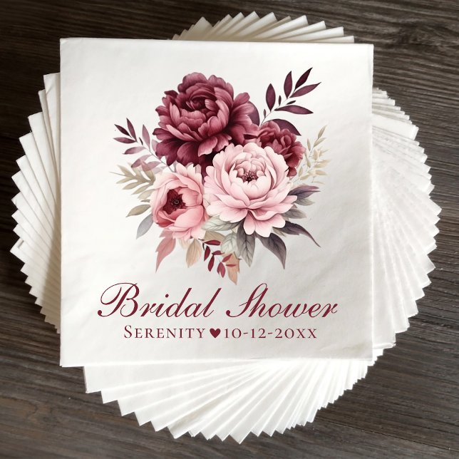 Servilleta De Papel Elegante Peony Watercolor Peonies Bridal Shower (Subido por el creador)