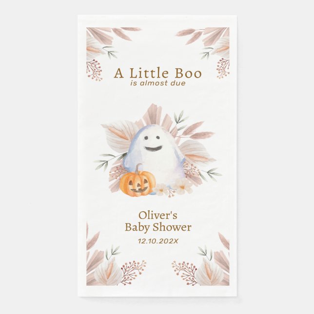 Servilleta De Papel Elegante Pequeño Boo Boho Fantasma Baby Shower (Anverso)