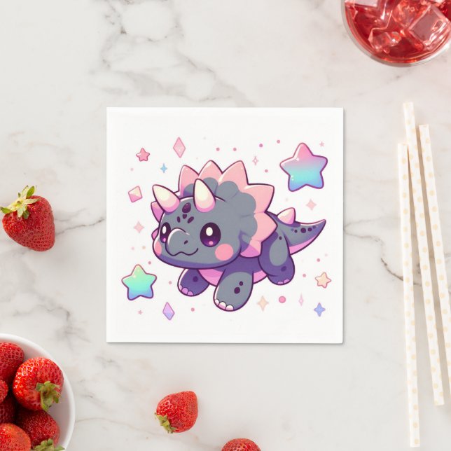 Servilleta De Papel Elegante Pequeño Dinosaurio Baby Shower (In situ)