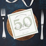 Servilleta De Papel Elegante periódico Eucalyptus Green 50th Birthday<br><div class="desc">Añade un toque de personalizado de moda a tu celebración de cumpleaños. Este sencillo diseño cuenta con un borde verde que enmarca el gran 50, es completamente personalizable adaptarse a cualquier edad, además, esta plantilla tiene cuatro líneas de texto para personalizar. Si necesita ayuda o un color diferente, póngase en...</div>