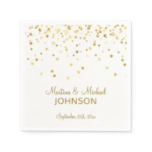 Elegante Personalizado Boda de Confetti de Oro Bla
