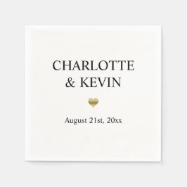 Servilleta De Papel Elegante Personalizado Boda de Corazón de Oro Blan