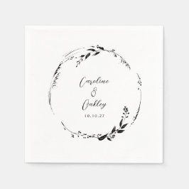 Servilleta De Papel Elegante Personalizado Boda de floral blanca blanc