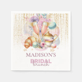 Servilleta De Papel Elegante Personalizado Brunch Bridal purpurina Ros