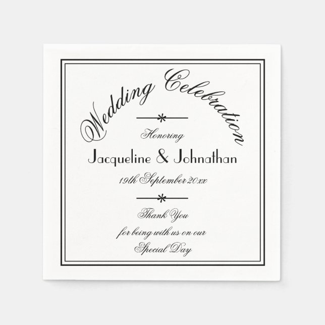 Servilleta De Papel Elegante Personalizado De Bodas Gracias Papel Boda (Anverso)
