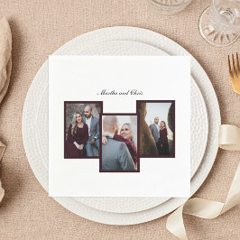 Servilleta De Papel Elegante Personalizado de Collage de fotos de boda