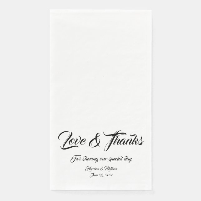 Servilleta De Papel Elegante personalizado de escritura negra Amor y G (Anverso)
