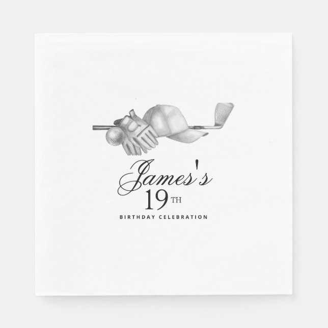 Servilleta De Papel Elegante Personalizado de la Fiesta de Cumpleaños  (Anverso)