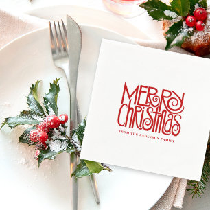 Servilleta De Papel Elegante Personalizado de navidad con escritura ro