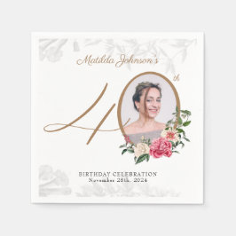 Servilleta De Papel Elegante Personalizado Floral Gold Foto 40 cumplea